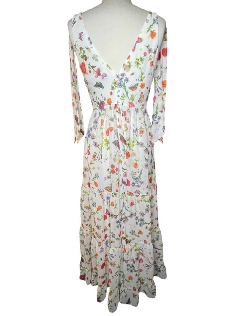 Mac Duggal IEENA White Floral Maxi Dress - Feminine Summer Dress Sz 6 - Picture 2 of 5